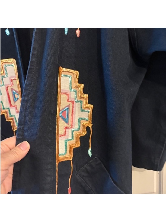 Sundance Hand Painted Southwestern  Boho Western  Oversized Coat Size Small - Picture 7 of 11